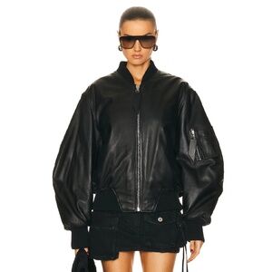 The Attico Anja Leather Bomber Jacket size 38